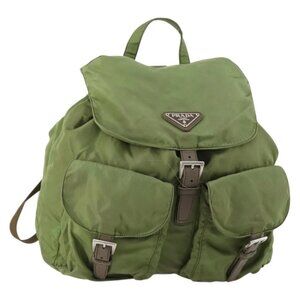 PRADA Backpack Nylon Khaki Silver